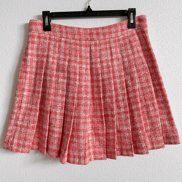 Zara Orange Tweed Pleated y2k Mini Skirt Women’s size M - Picture 2 of 8